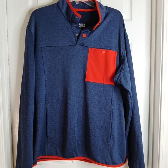 Mens Deluth Trading Blue & Red Pullover Henley w/ Pocket Size XL - Picture 1 of 5
